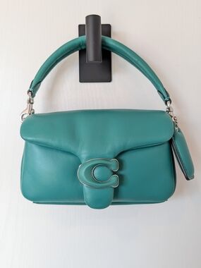 Coach Teal Leather Tabby 18 Pillow Shoulder Bag